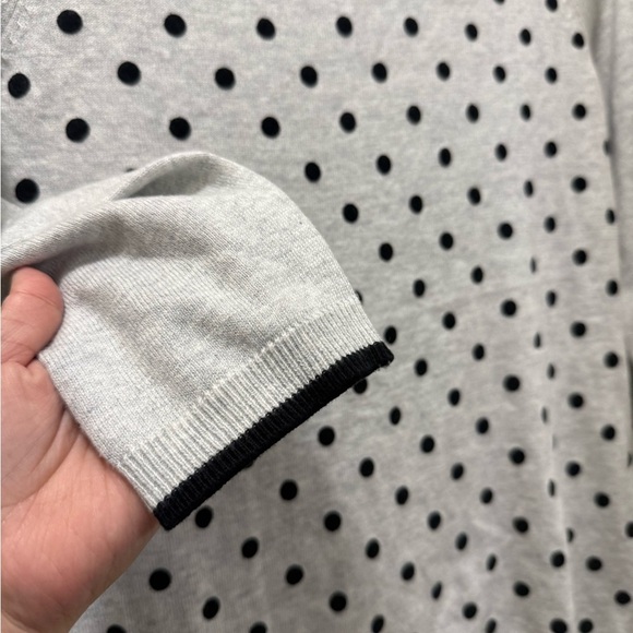 ELLE Flocked Dot Crewneck Sweater - Picture 4 of 6